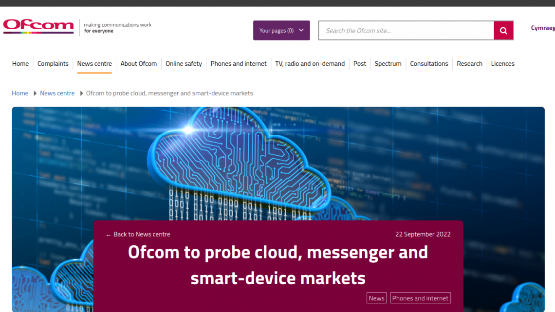Ofcom nimmt Cloud – Dienste in die Mangel